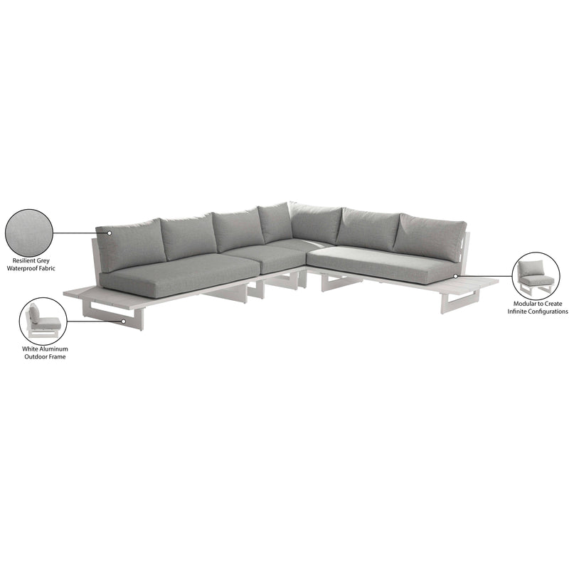 Meridian Maldives Grey Water Resistant Fabric Outdoor Patio Modular Sectional IMAGE 12