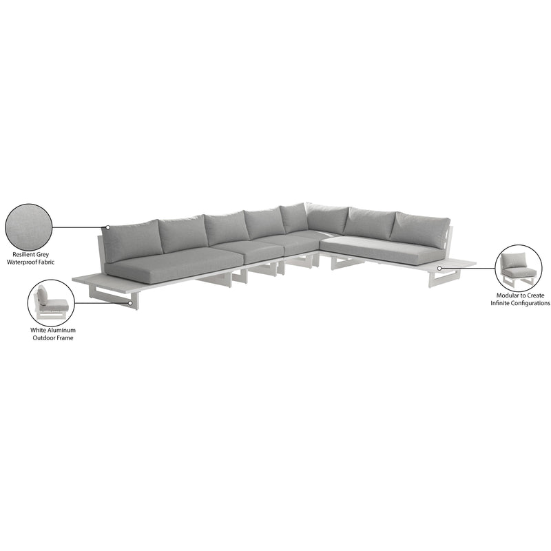 Meridian Maldives Grey Water Resistant Fabric Outdoor Patio Modular Sectional IMAGE 11