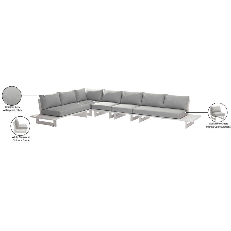 Meridian Maldives Grey Water Resistant Fabric Outdoor Patio Modular Sectional IMAGE 11