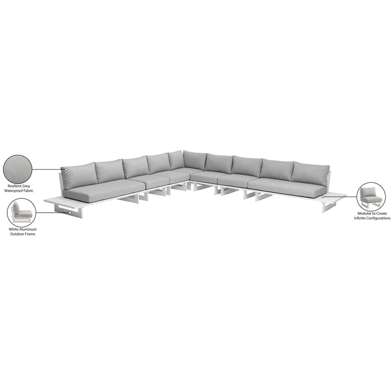 Meridian Maldives Grey Water Resistant Fabric Outdoor Patio Modular Sectional IMAGE 11