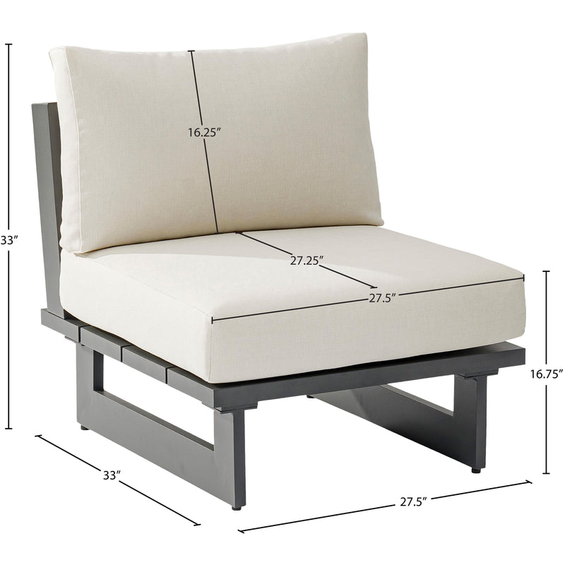 Meridian Maldives Cream Water Resistant Fabric Outdoor Patio Armless Chair IMAGE 11