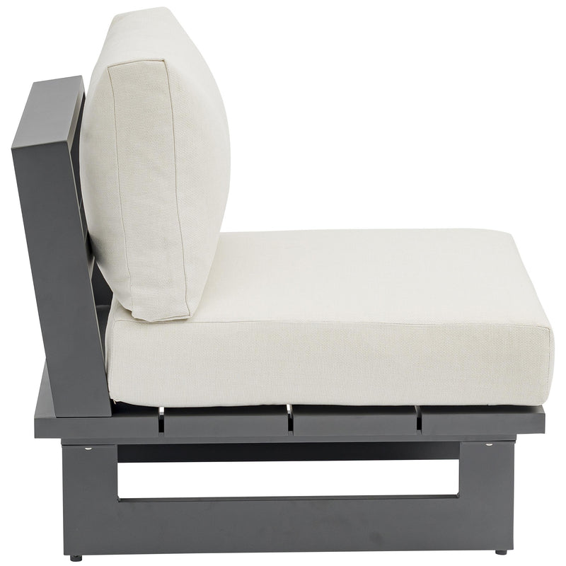 Meridian Maldives Cream Water Resistant Fabric Outdoor Patio Armless Chair IMAGE 4