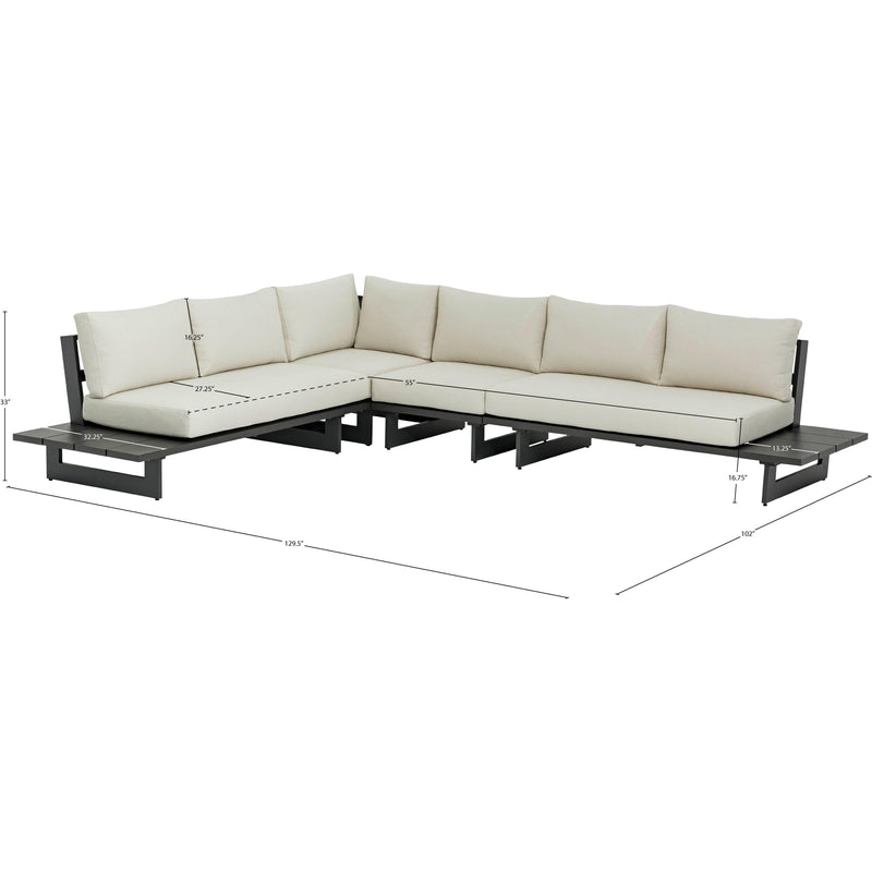 Meridian Maldives Cream Water Resistant Fabric Outdoor Patio Modular Sectional IMAGE 6
