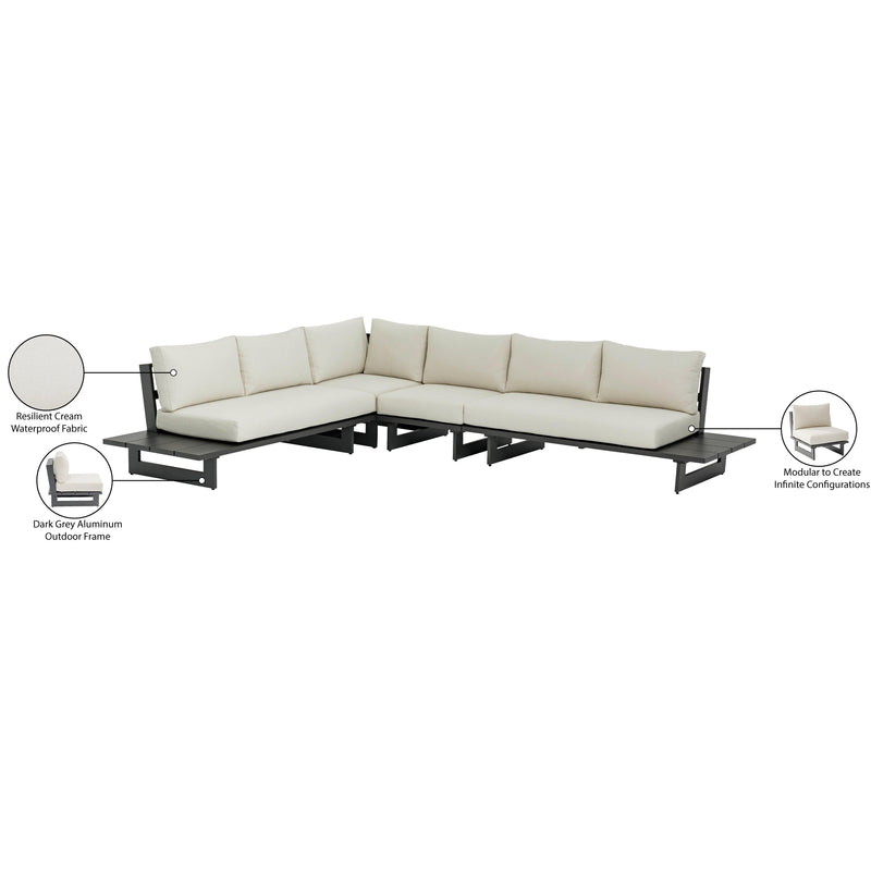 Meridian Maldives Cream Water Resistant Fabric Outdoor Patio Modular Sectional IMAGE 7