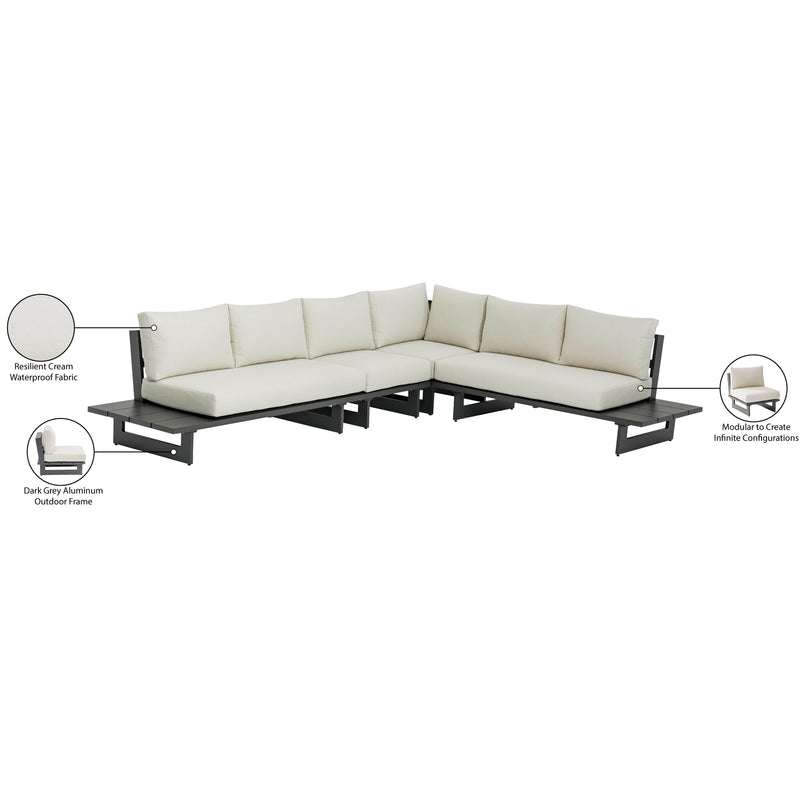 Meridian Maldives Cream Water Resistant Fabric Outdoor Patio Modular Sectional IMAGE 11