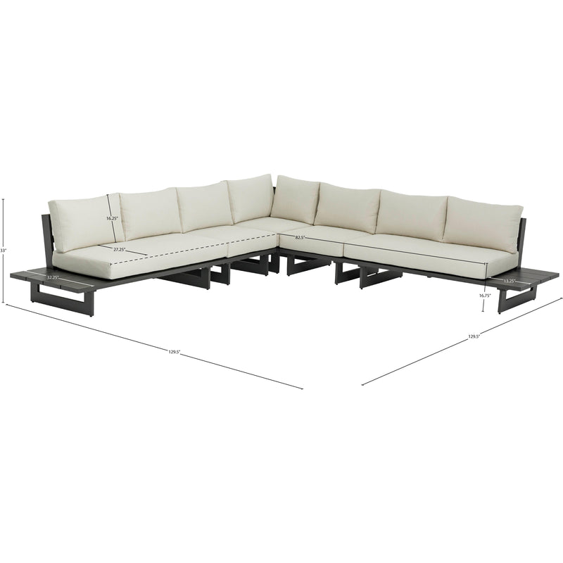 Meridian Maldives Cream Water Resistant Fabric Outdoor Patio Modular Sectional IMAGE 10