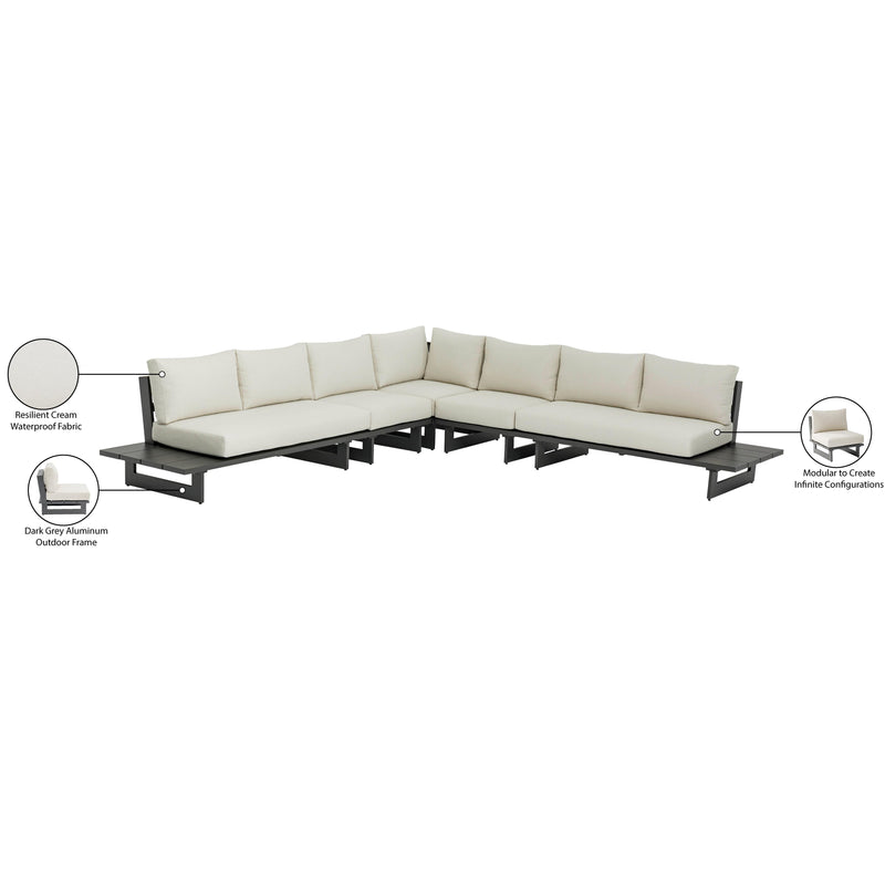 Meridian Maldives Cream Water Resistant Fabric Outdoor Patio Modular Sectional IMAGE 11