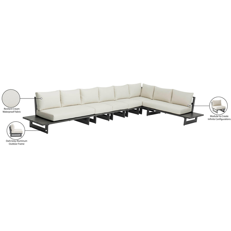 Meridian Maldives Cream Water Resistant Fabric Outdoor Patio Modular Sectional IMAGE 11