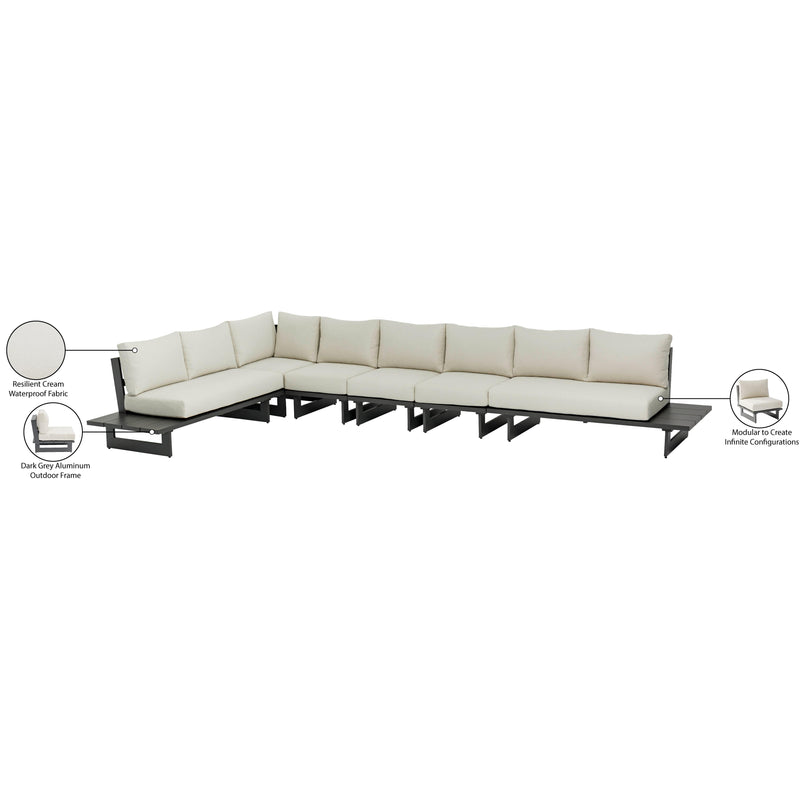 Meridian Maldives Cream Water Resistant Fabric Outdoor Patio Modular Sectional IMAGE 11