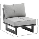Meridian Maldives Grey Water Resistant Fabric Outdoor Patio Armless Chair IMAGE 11