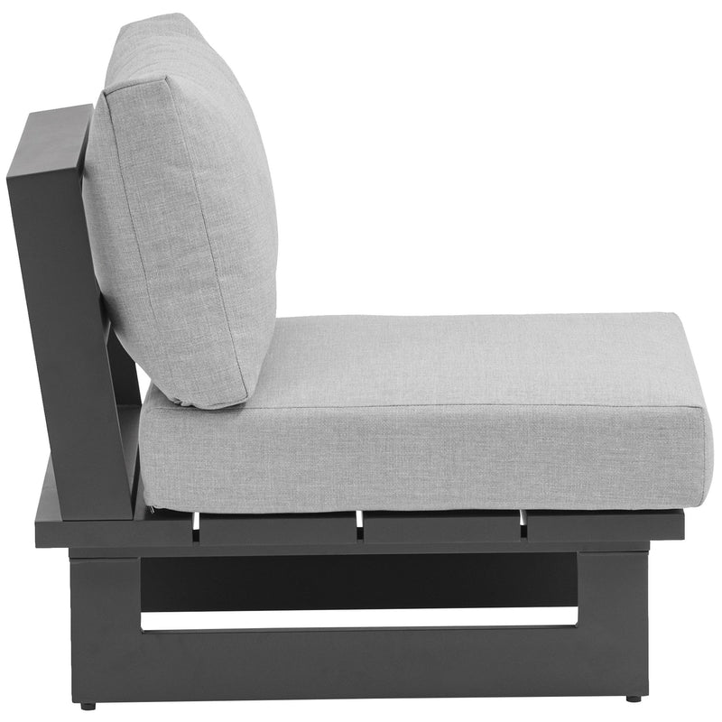 Meridian Maldives Grey Water Resistant Fabric Outdoor Patio Armless Chair IMAGE 4
