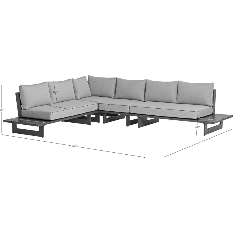 Meridian Maldives Grey Water Resistant Fabric Outdoor Patio Modular Sectional IMAGE 10