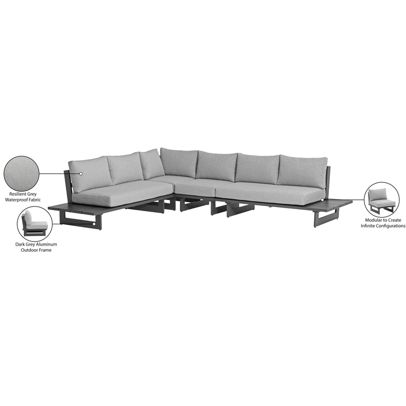 Meridian Maldives Grey Water Resistant Fabric Outdoor Patio Modular Sectional IMAGE 11