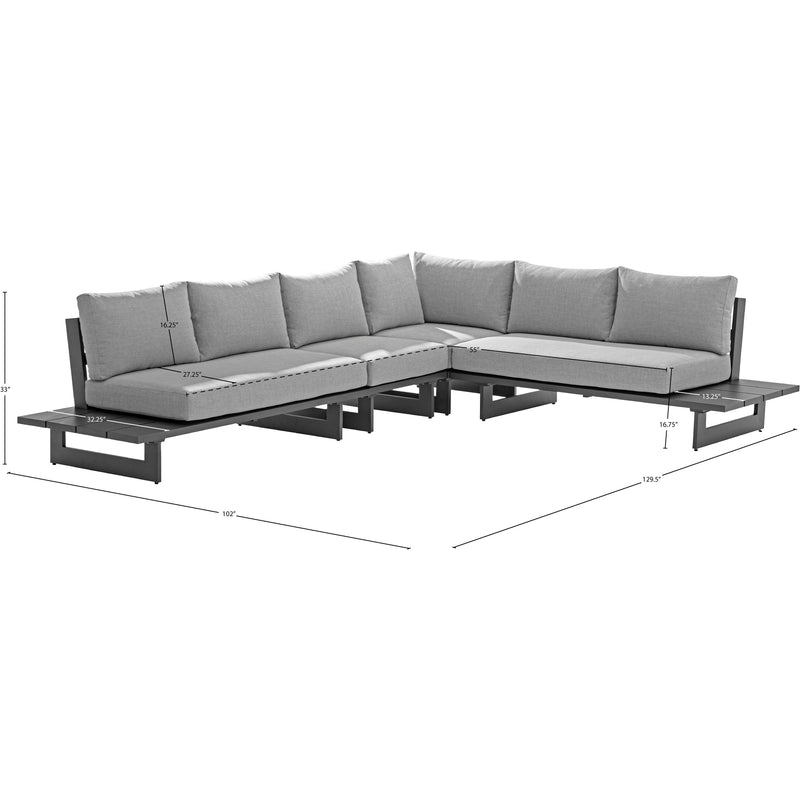 Meridian Maldives Grey Water Resistant Fabric Outdoor Patio Modular Sectional IMAGE 10