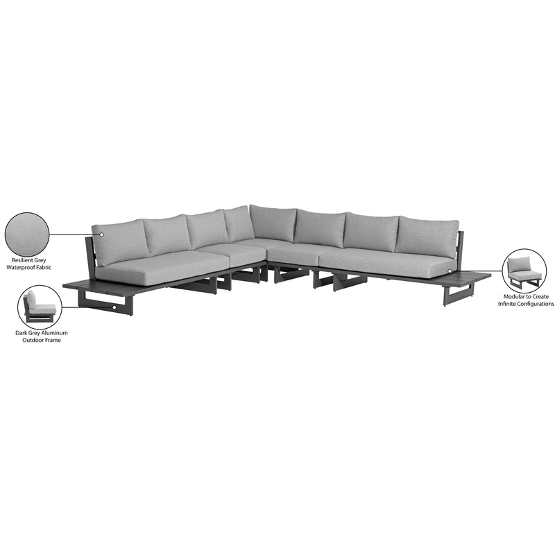 Meridian Maldives Grey Water Resistant Fabric Outdoor Patio Modular Sectional IMAGE 11