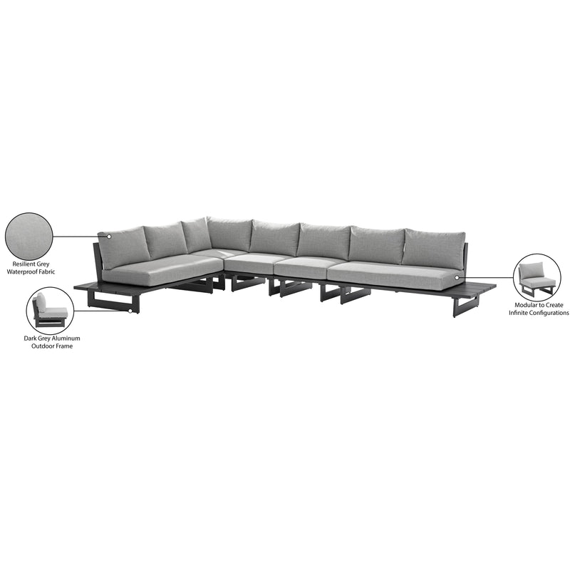 Meridian Maldives Grey Water Resistant Fabric Outdoor Patio Modular Sectional IMAGE 11