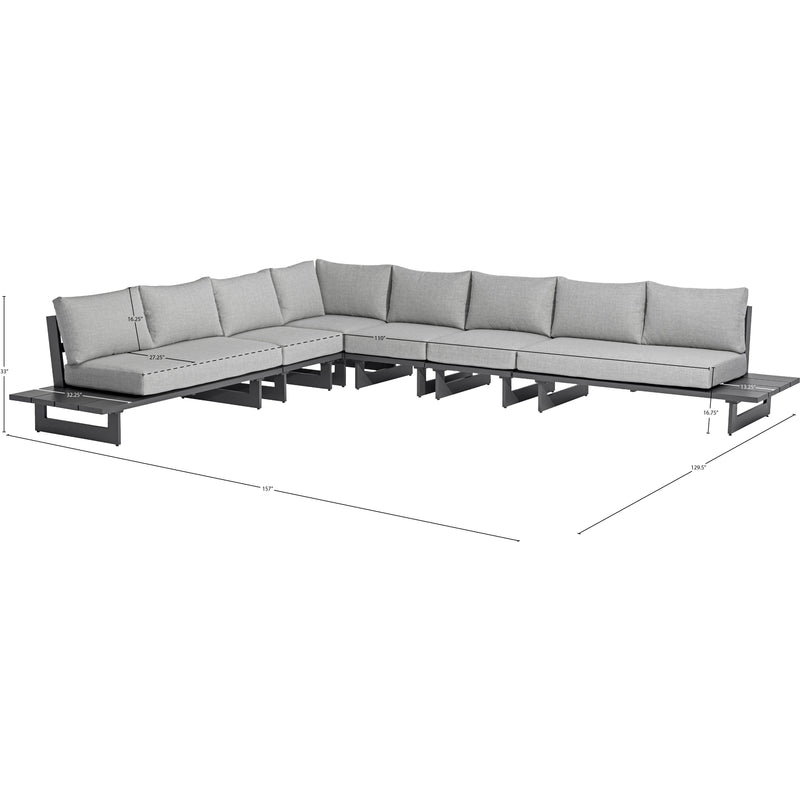 Meridian Maldives Grey Water Resistant Fabric Outdoor Patio Modular Sectional IMAGE 10