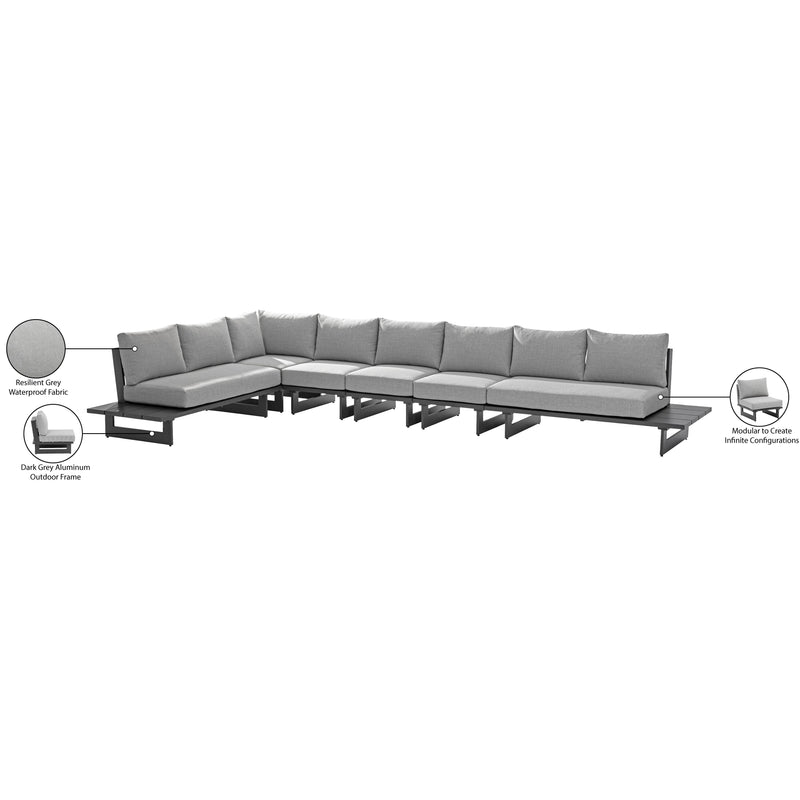 Meridian Maldives Grey Water Resistant Fabric Outdoor Patio Modular Sectional IMAGE 11