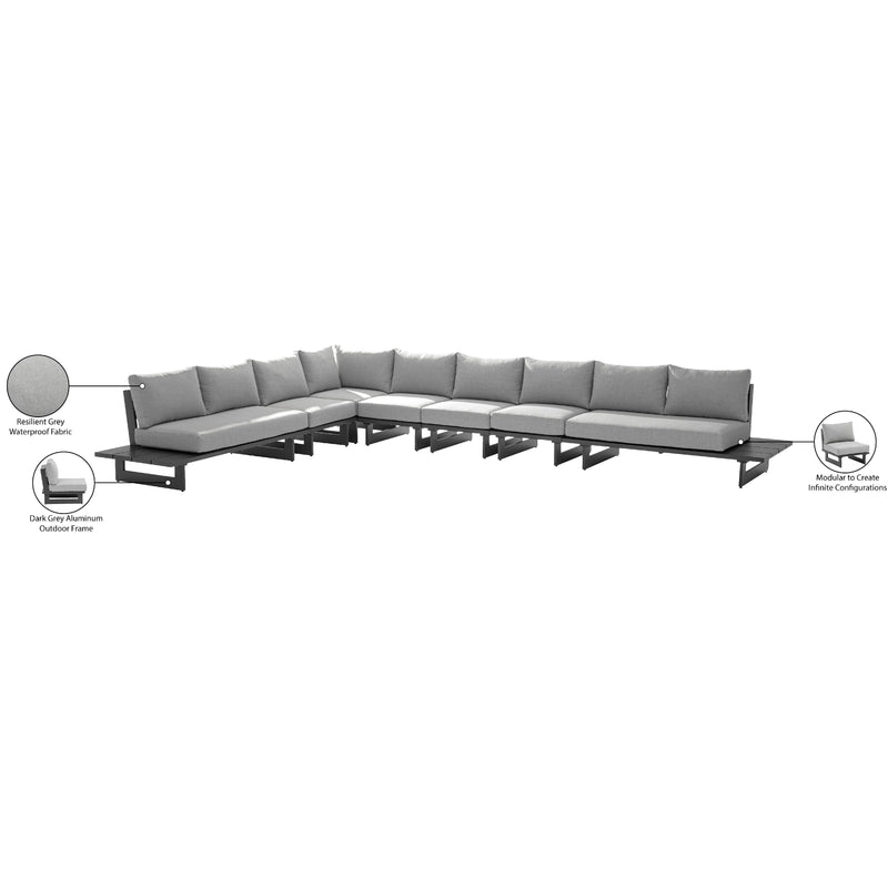 Meridian Maldives Grey Water Resistant Fabric Outdoor Patio Modular Sectional IMAGE 11