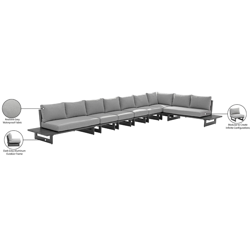 Meridian Maldives Grey Water Resistant Fabric Outdoor Patio Modular Sectional IMAGE 11