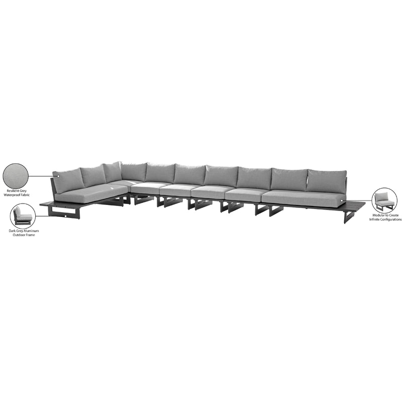 Meridian Maldives Grey Water Resistant Fabric Outdoor Patio Modular Sectional IMAGE 11