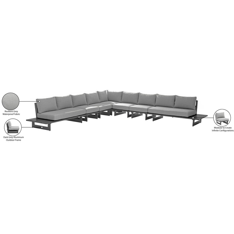 Meridian Maldives Grey Water Resistant Fabric Outdoor Patio Modular Sectional IMAGE 11