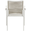 Meridian Maldives Beige Rope Fabric Outdoor Patio Dining Arm Chair IMAGE 2
