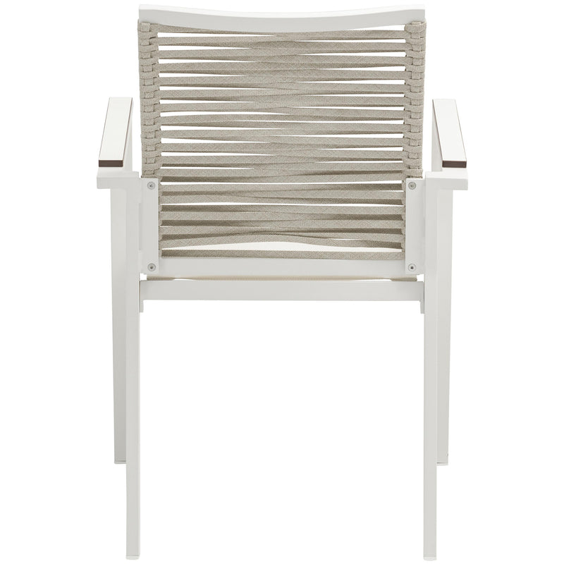 Meridian Maldives Beige Rope Fabric Outdoor Patio Dining Arm Chair IMAGE 2