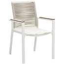 Meridian Maldives Beige Rope Fabric Outdoor Patio Dining Arm Chair IMAGE 3