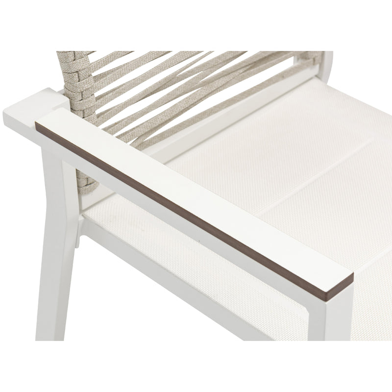 Meridian Maldives Beige Rope Fabric Outdoor Patio Dining Arm Chair IMAGE 6