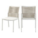 Meridian Maldives Beige Rope Fabric Outdoor Patio Dining Side Chair IMAGE 10