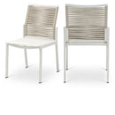 Meridian Maldives Beige Rope Fabric Outdoor Patio Dining Side Chair IMAGE 1