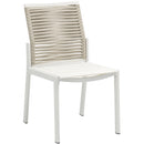 Meridian Maldives Beige Rope Fabric Outdoor Patio Dining Side Chair IMAGE 3