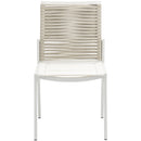 Meridian Maldives Beige Rope Fabric Outdoor Patio Dining Side Chair IMAGE 4