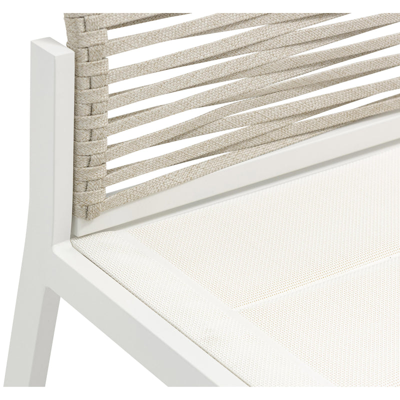 Meridian Maldives Beige Rope Fabric Outdoor Patio Dining Side Chair IMAGE 6