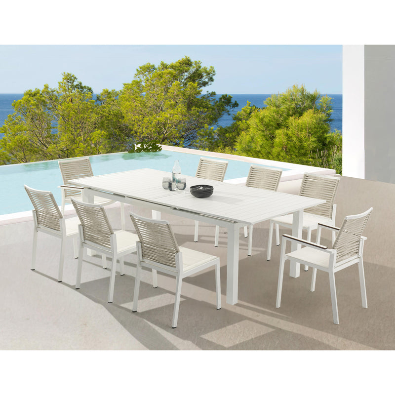 Meridian Maldives Beige Rope Fabric Outdoor Patio Dining Side Chair IMAGE 9