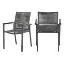 Meridian Maldives Grey Rope Fabric Outdoor Patio Dining Arm Chair IMAGE 10