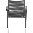 Meridian Maldives Grey Rope Fabric Outdoor Patio Dining Arm Chair IMAGE 2