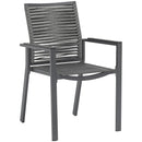 Meridian Maldives Grey Rope Fabric Outdoor Patio Dining Arm Chair IMAGE 3