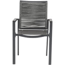 Meridian Maldives Grey Rope Fabric Outdoor Patio Dining Arm Chair IMAGE 4