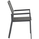 Meridian Maldives Grey Rope Fabric Outdoor Patio Dining Arm Chair IMAGE 5