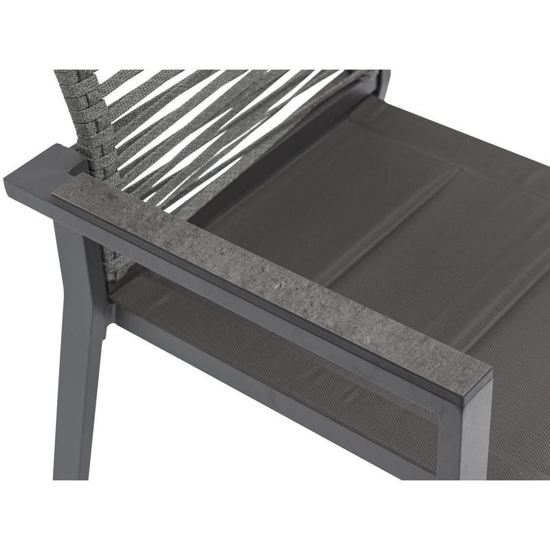 Meridian Maldives Grey Rope Fabric Outdoor Patio Dining Arm Chair IMAGE 6