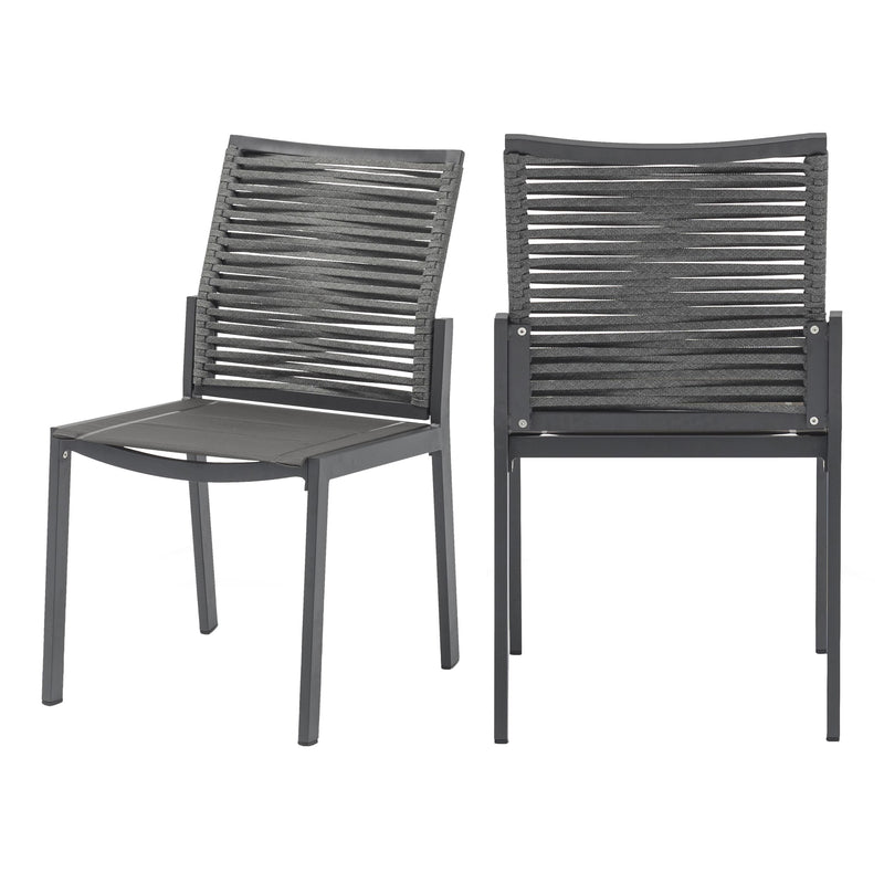 Meridian Maldives Grey Rope Fabric Outdoor Patio Dining Side Chair IMAGE 10