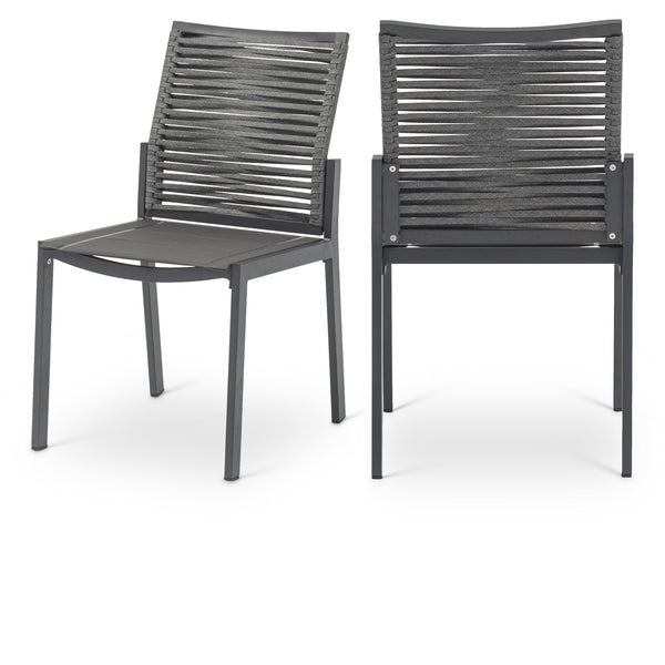 Meridian Maldives Grey Rope Fabric Outdoor Patio Dining Side Chair IMAGE 1