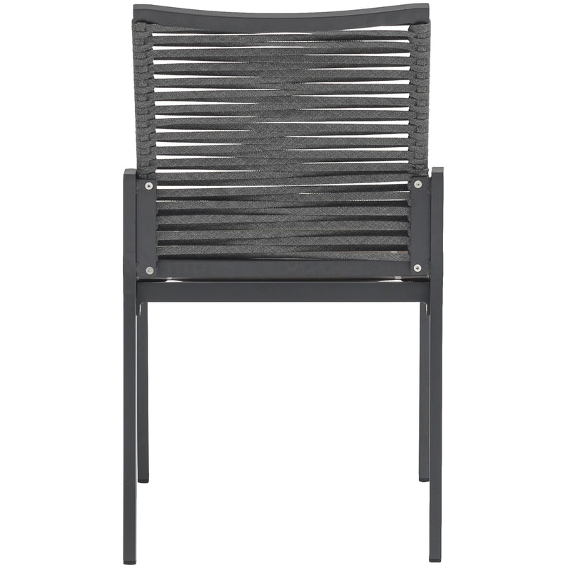 Meridian Maldives Grey Rope Fabric Outdoor Patio Dining Side Chair IMAGE 2