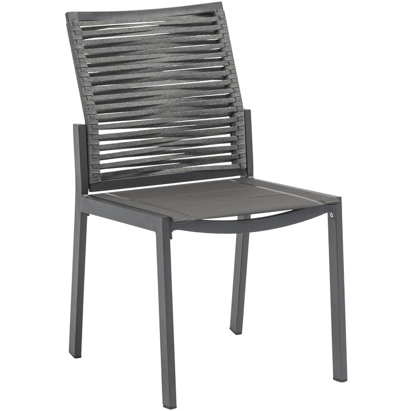Meridian Maldives Grey Rope Fabric Outdoor Patio Dining Side Chair IMAGE 3