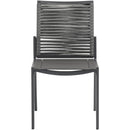Meridian Maldives Grey Rope Fabric Outdoor Patio Dining Side Chair IMAGE 4