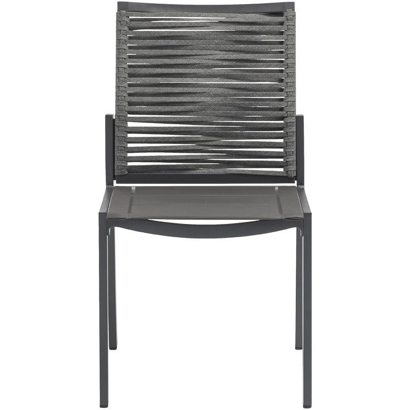 Meridian Maldives Grey Rope Fabric Outdoor Patio Dining Side Chair IMAGE 4