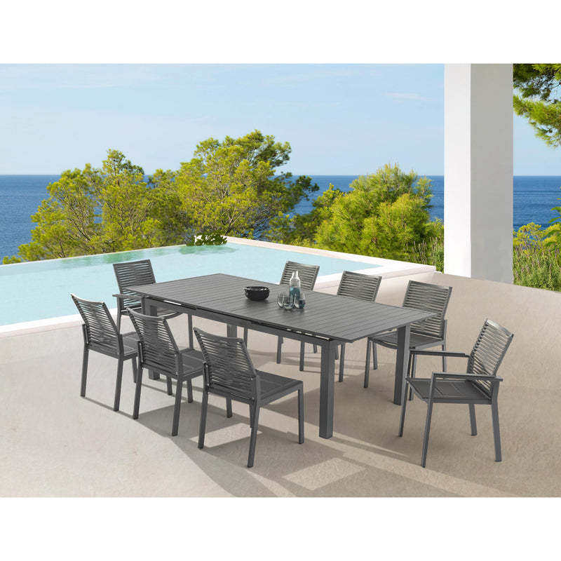 Meridian Maldives Grey Rope Fabric Outdoor Patio Dining Side Chair IMAGE 9