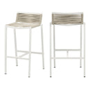 Meridian Maldives Cream Rope Fabric Outdoor Patio Barstool IMAGE 10